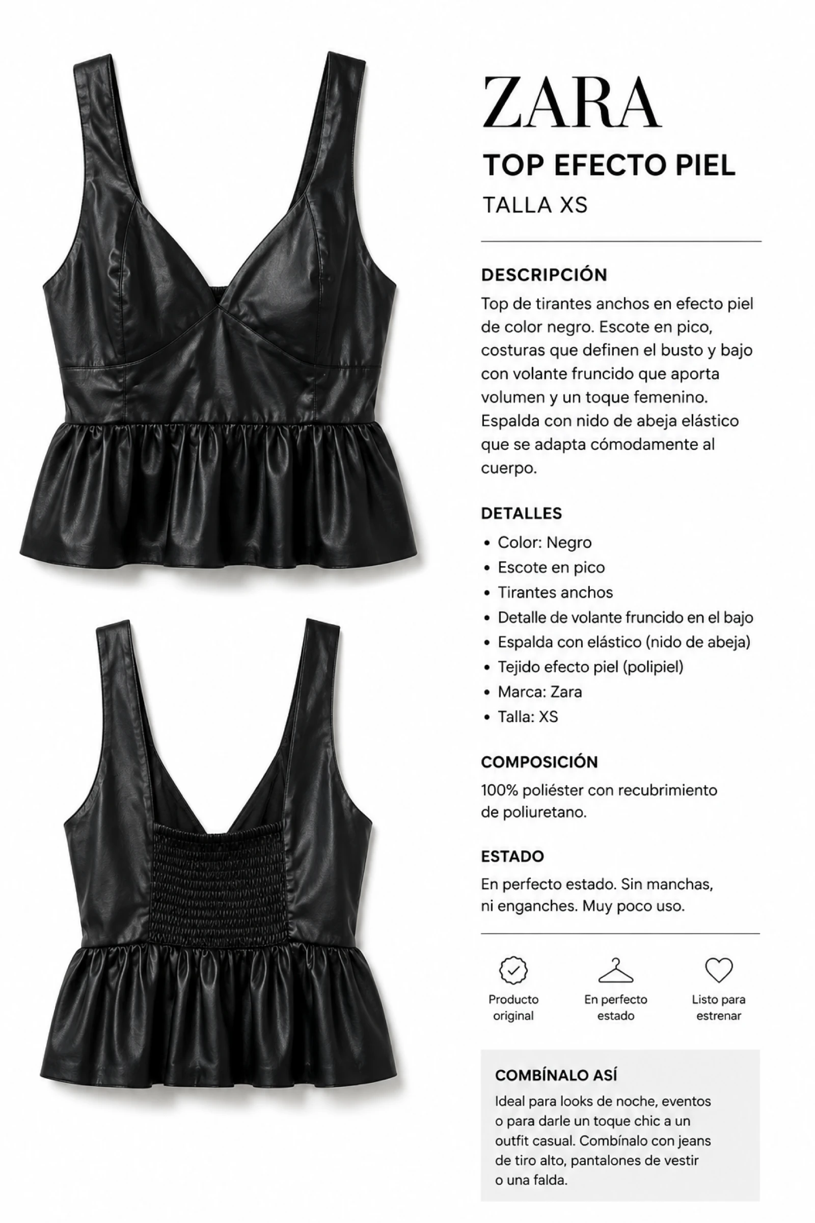 Top effet cuir de Zara – photo 3